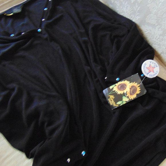 Blk Long Sleeve Top Faux Turquoise Sz 3X NWT - Picture 7 of 7